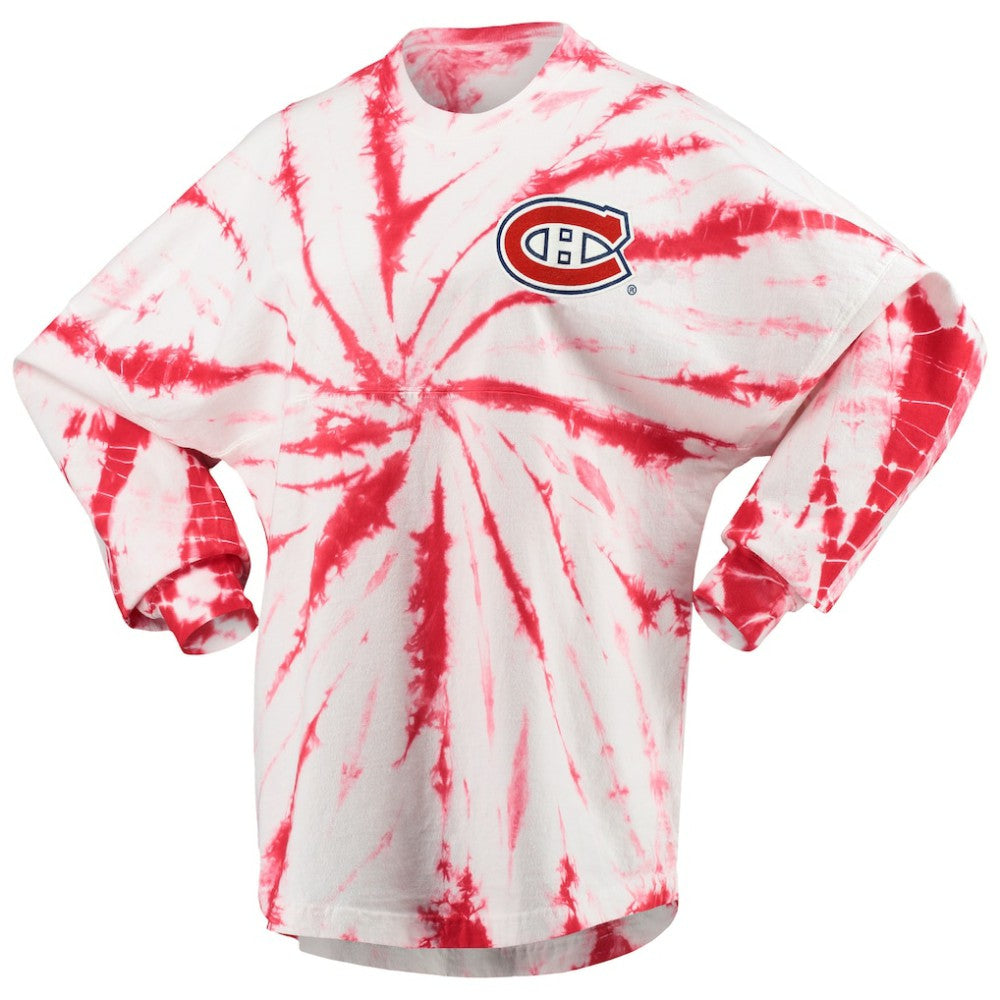 Montreal Canadiens Women's Spiral Tie-Dye Long Sleeve T-Shirt - Red - NHL