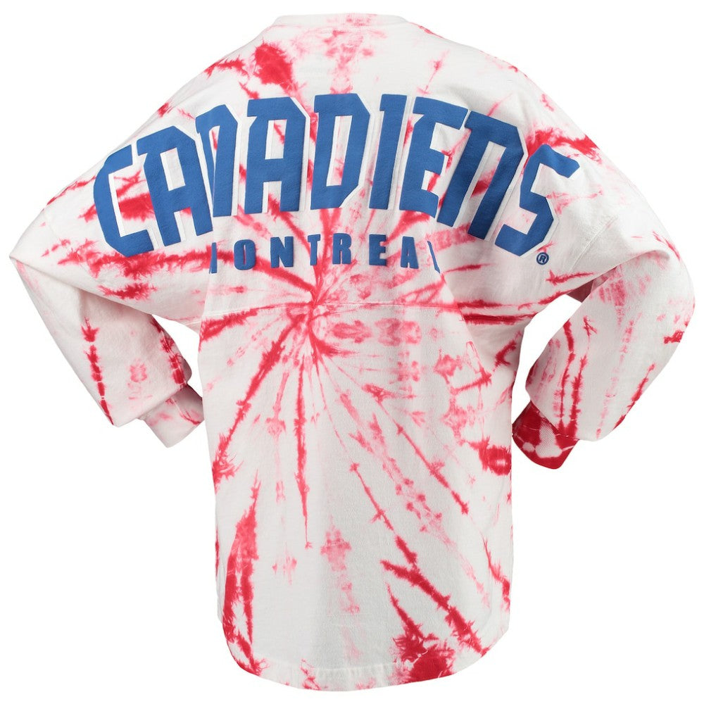 Montreal Canadiens Women's Spiral Tie-Dye Long Sleeve T-Shirt - Red - NHL
