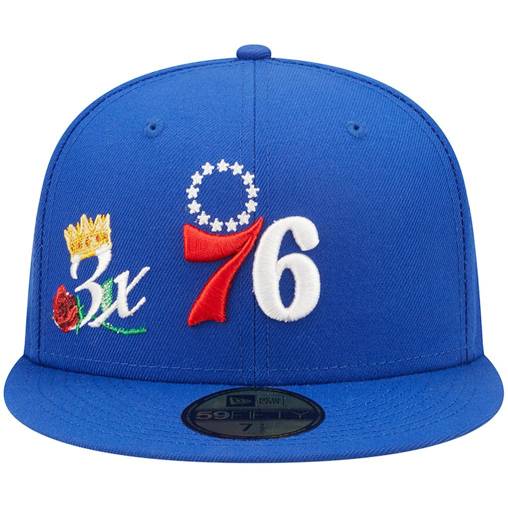 Philadelphia 76ers 3x NBA Finals Champions Crown 59FIFTY Fitted Hat Royal - NBA
