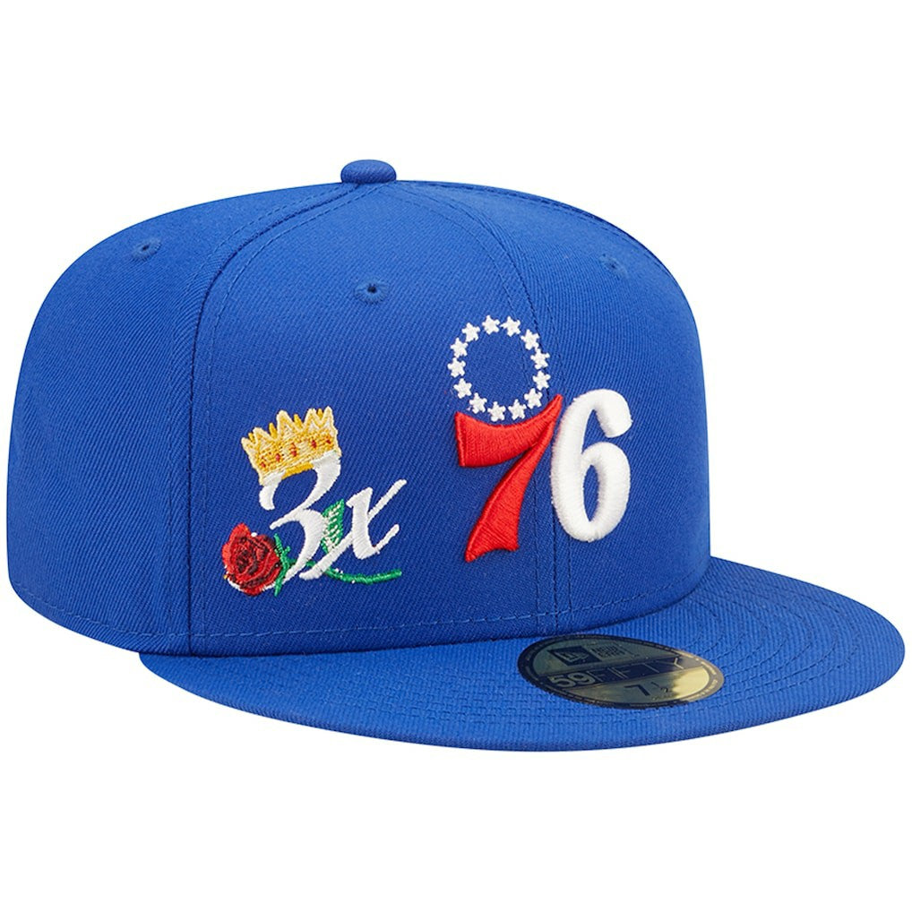 Philadelphia 76ers 3x NBA Finals Champions Crown 59FIFTY Fitted Hat Royal - NBA