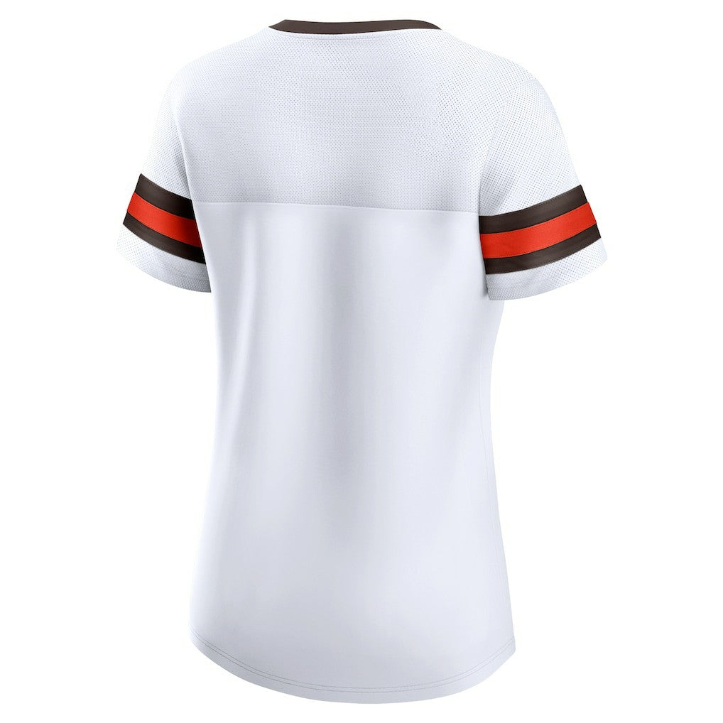 Cleveland Browns Women's Brownie The Elf Gridiron Classics Sunday Best Lace-Up T-Shirt White | Fanatics
