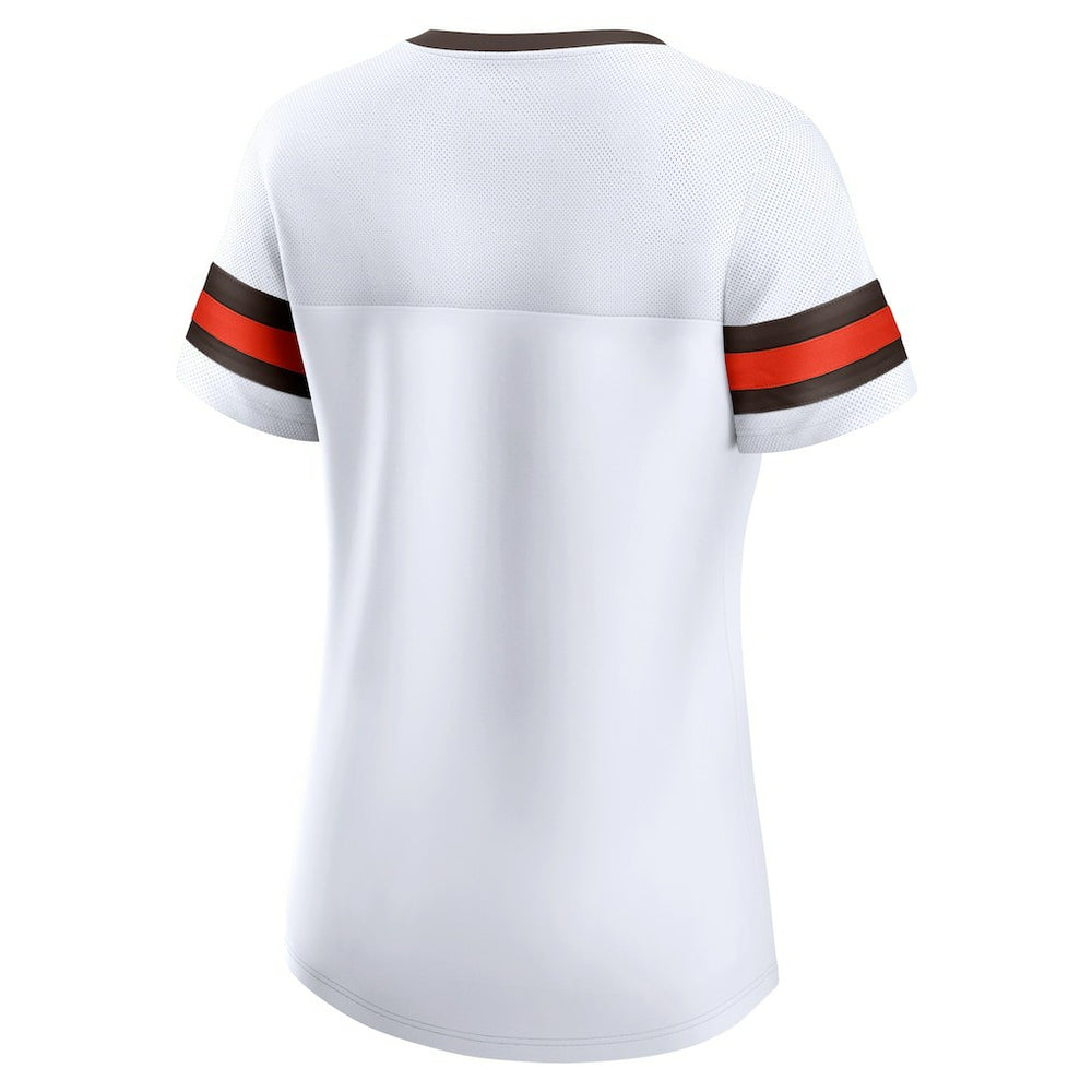 Cleveland Browns Women's Brownie The Elf Gridiron Classics Sunday Best Lace-Up T-Shirt White | Fanatics