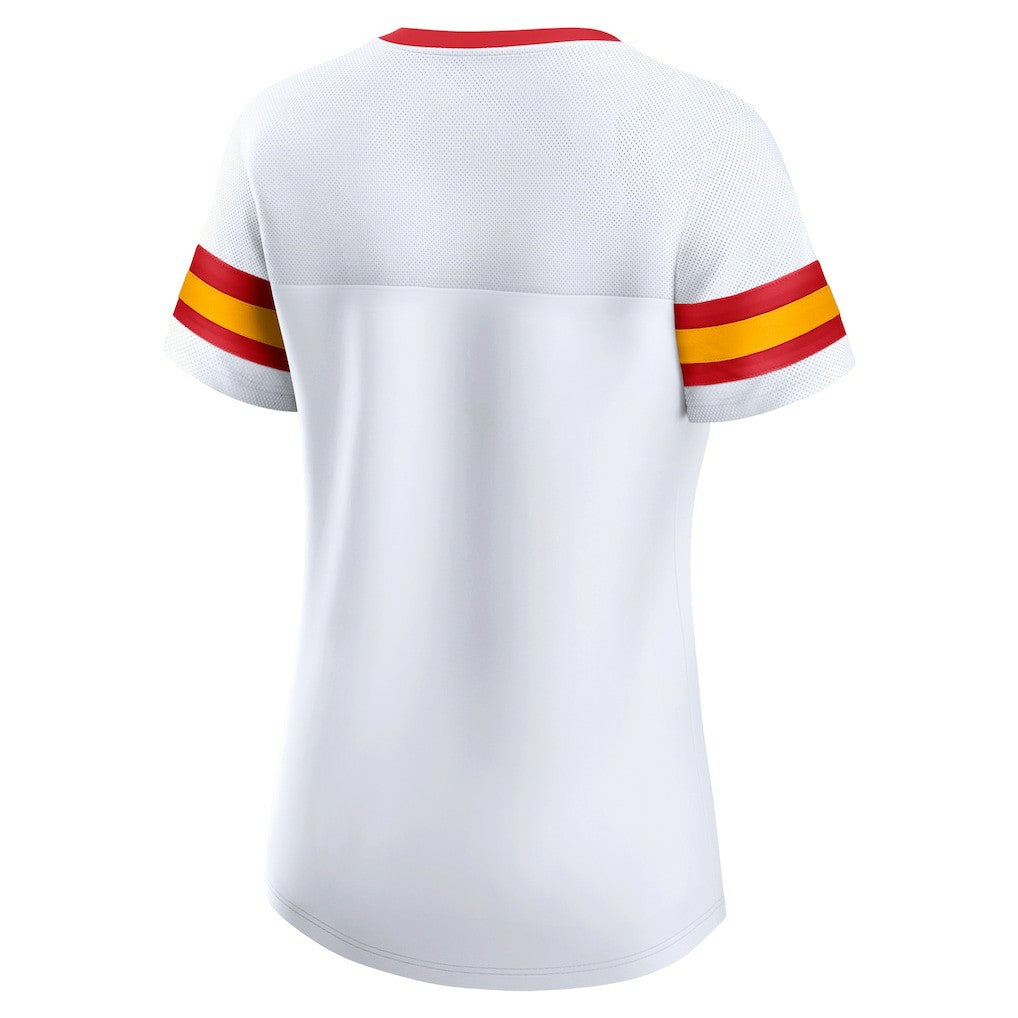 Kansas City Chiefs Women's Sunday Best Lace-Up T-Shirt White | Fanatics
