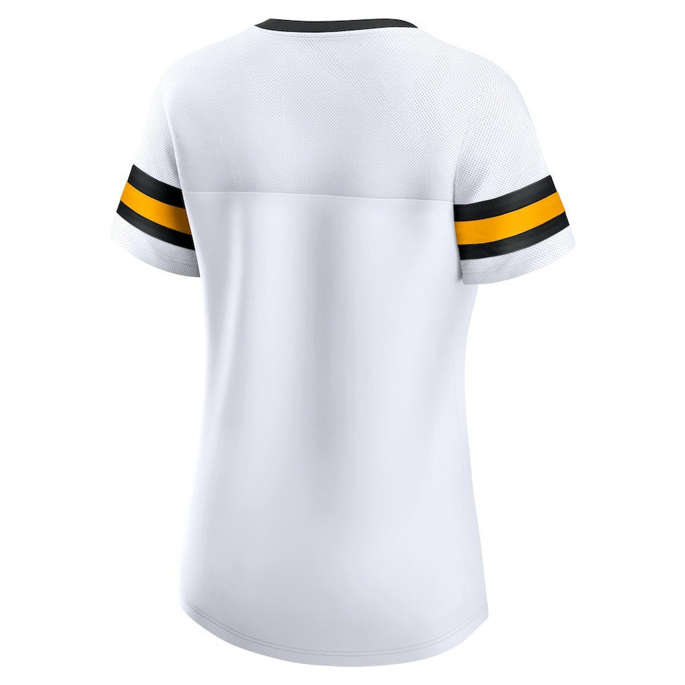 Pittsburgh Steelers Women's Sunday Best Lace-Up T-Shirt White | Fanatics
