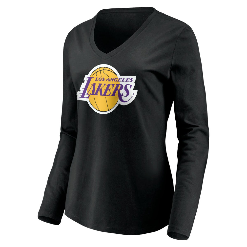 LeBron James Los Angeles Lakers Women's #6 Playmaker Name & Number Long Sleeve V-Neck T-Shirt Black - NBA