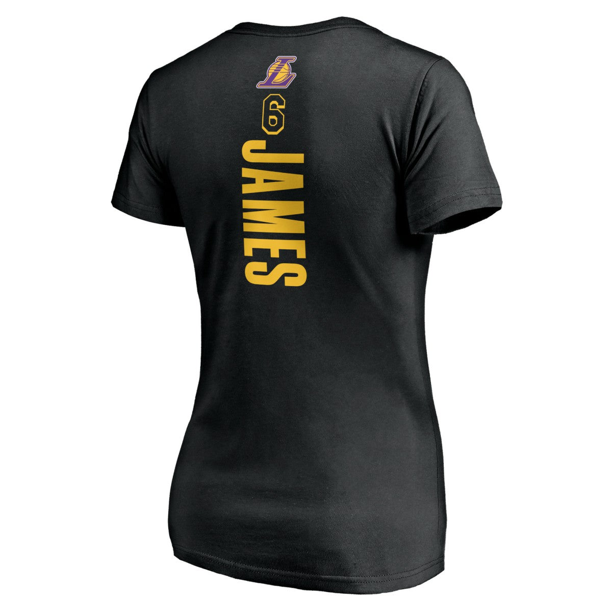LeBron James Los Angeles Lakers Women's #6 Playmaker Name & Number V-Neck T-Shirt Black - NBA