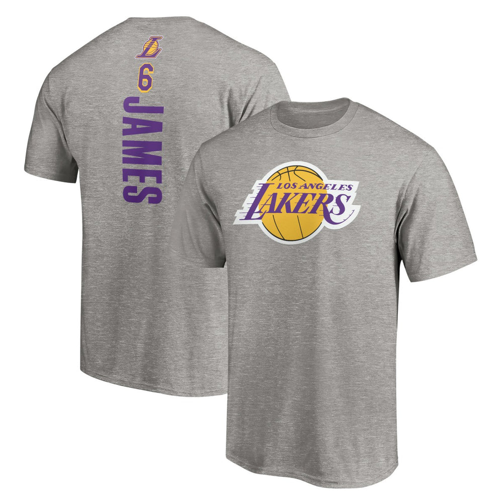 LeBron James Los Angeles Lakers #6 Playmaker Name & Number T-Shirt Heathered Gray - NBA