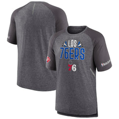 Philadelphia 76ers 2022 Noches Ene-Be-A Core Shooting Raglan T-Shirt Heathered Gray - NBA