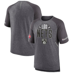 Brooklyn Nets 2022 Noches Ene-Be-A Core Shooting Raglan T-Shirt Heathered Gray - NBA