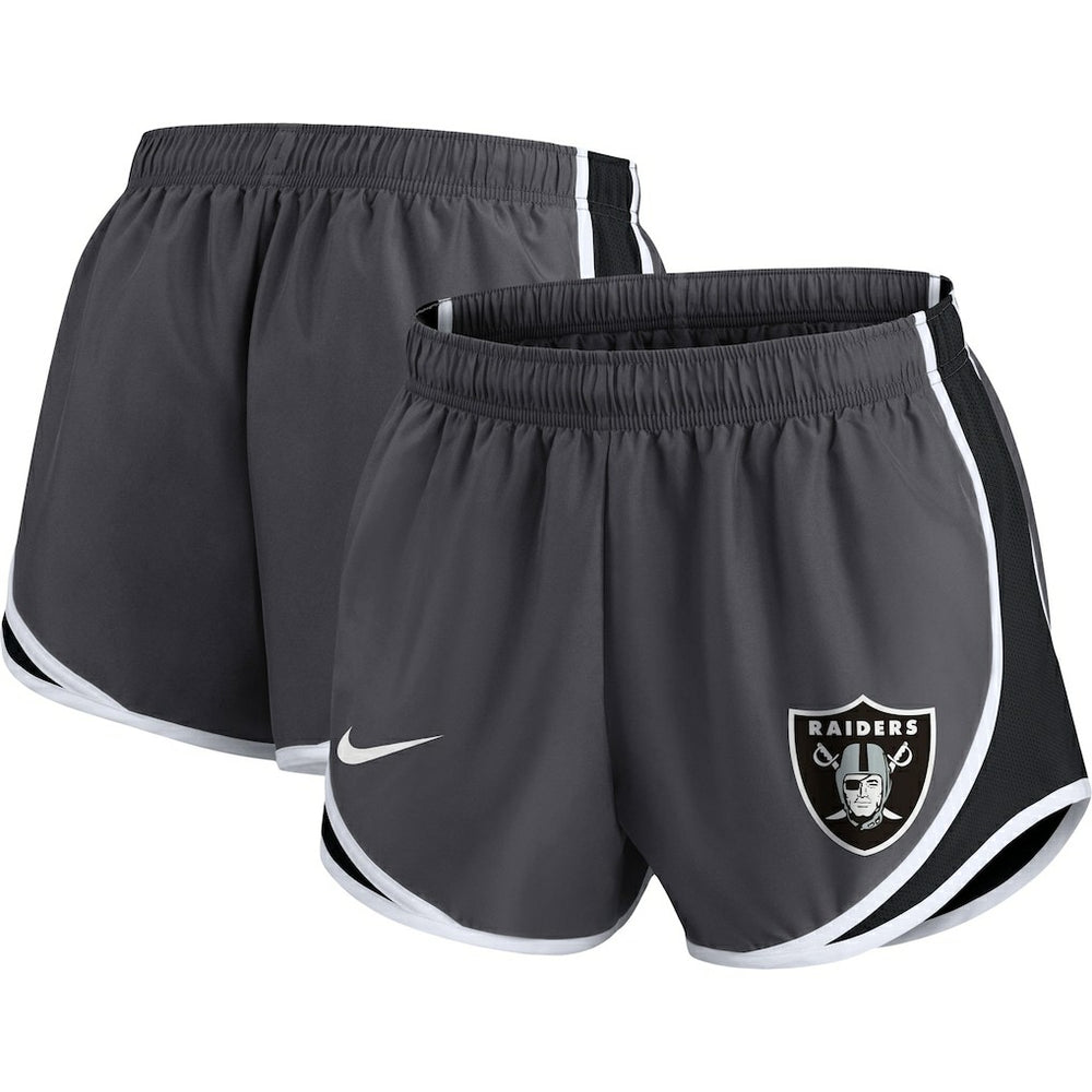 Las Vegas Raiders Women's Plus Size Logo Performance Tempo Shorts Charcoal | Nike for Sale