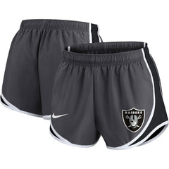 Las Vegas Raiders Women's Plus Size Logo Performance Tempo Shorts Charcoal | Nike for Sale