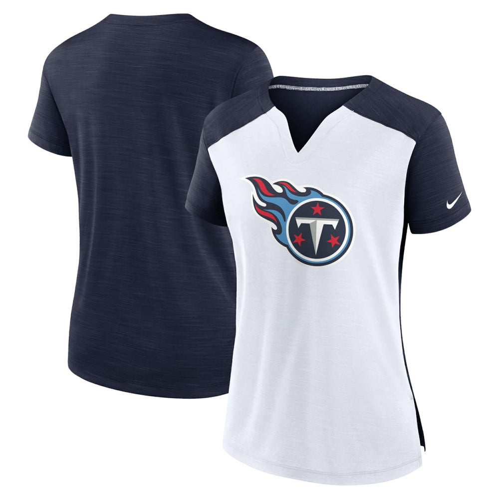 Tennessee Titans Women's Impact Exceed Performance Notch Neck T-Shirt White/Navy | Nike for Sale