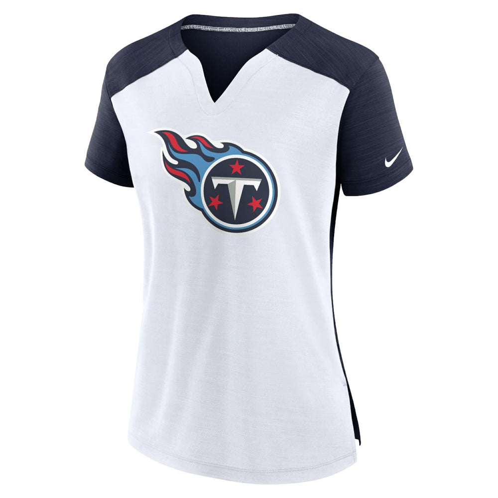 Tennessee Titans Women's Impact Exceed Performance Notch Neck T-Shirt White/Navy | Nike for Sale