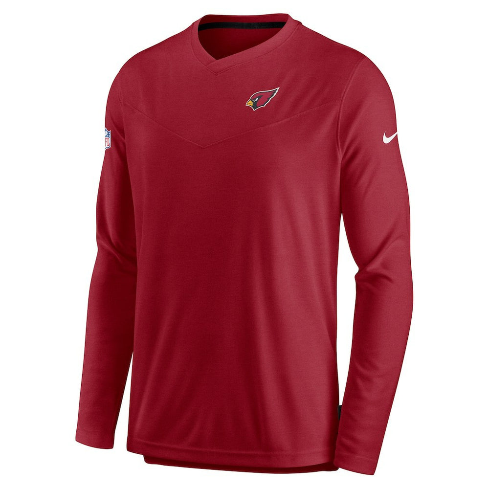 Arizona Cardinals Sideline Coach Chevron Lock Up Long Sleeve V-Neck Performance T-Shirt Cardinal | Nike for Sale