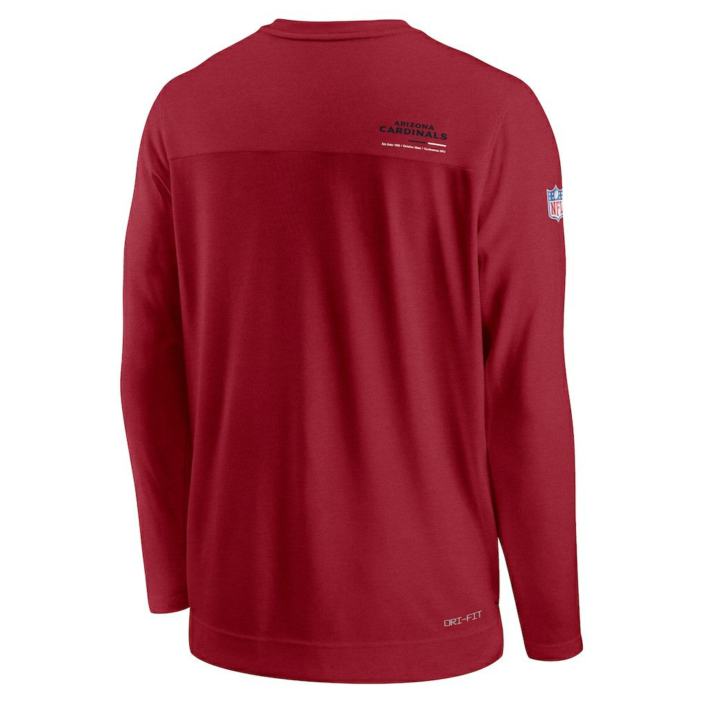 Arizona Cardinals Sideline Coach Chevron Lock Up Long Sleeve V-Neck Performance T-Shirt Cardinal | Nike for Sale