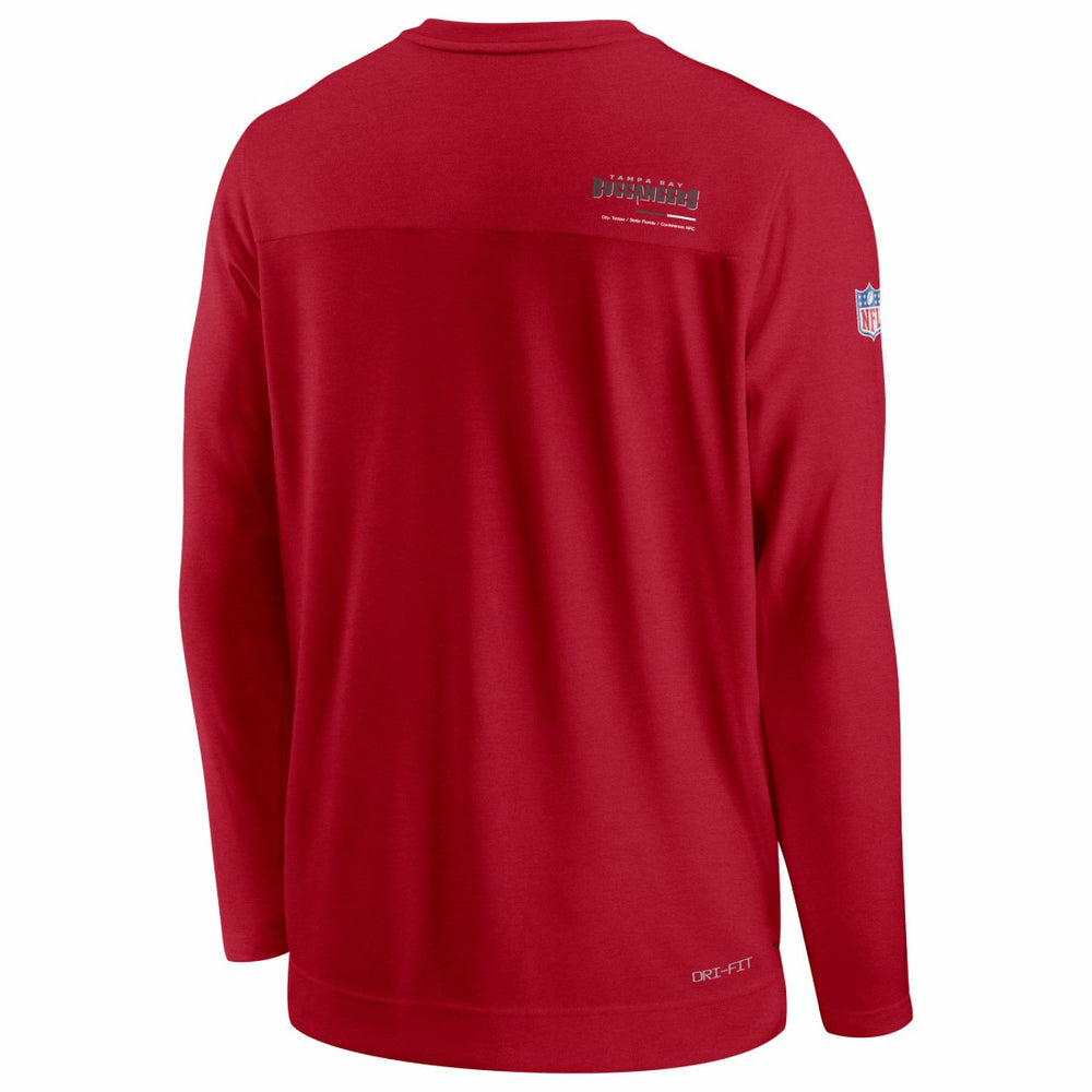 Tampa Bay Buccaneers Sideline Coach Chevron Lock Up Long Sleeve V-Neck Performance T-Shirt Red | Nike for Sale