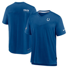Indianapolis Colts Sideline Coach Chevron Lock Up Logo V-Neck Performance T-Shirt Royal | Nike for Sale