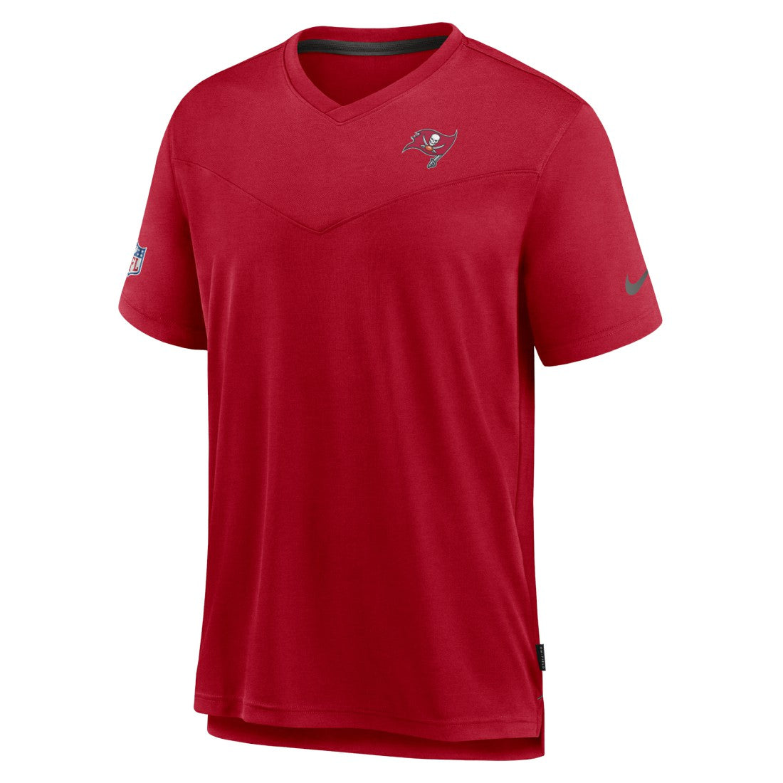 Tampa Bay Buccaneers Sideline Coach Chevron Lock Up Logo V-Neck Performance T-Shirt Red | Nike for Sale