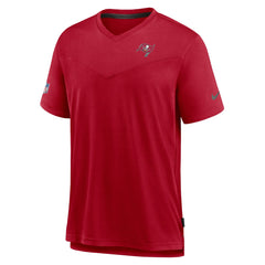 Tampa Bay Buccaneers Sideline Coach Chevron Lock Up Logo V-Neck Performance T-Shirt Red | Nike for Sale