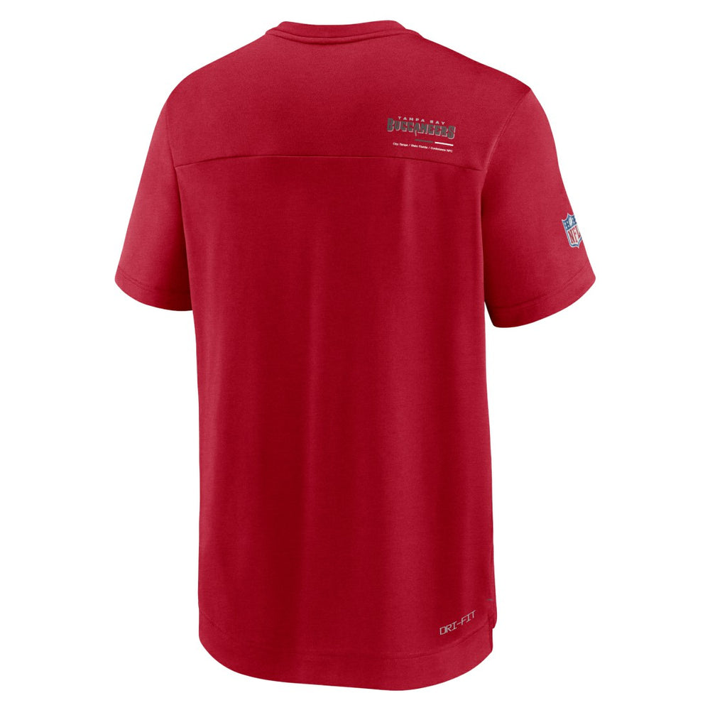 Tampa Bay Buccaneers Sideline Coach Chevron Lock Up Logo V-Neck Performance T-Shirt Red | Nike for Sale