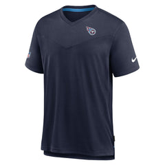 Tennessee Titans Sideline Coach Chevron Lock Up Logo V-Neck Performance T-Shirt Navy | Nike for Sale