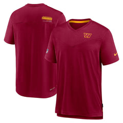 Washington Commanders Sideline Coach Chevron Lock Up Logo V-Neck Performance T-Shirt Burgundy | Nike for Sale