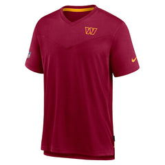 Washington Commanders Sideline Coach Chevron Lock Up Logo V-Neck Performance T-Shirt Burgundy | Nike for Sale