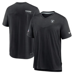Las Vegas Raiders Sideline Coach Chevron Lock Up Logo V-Neck Performance T-Shirt Black | Nike for Sale