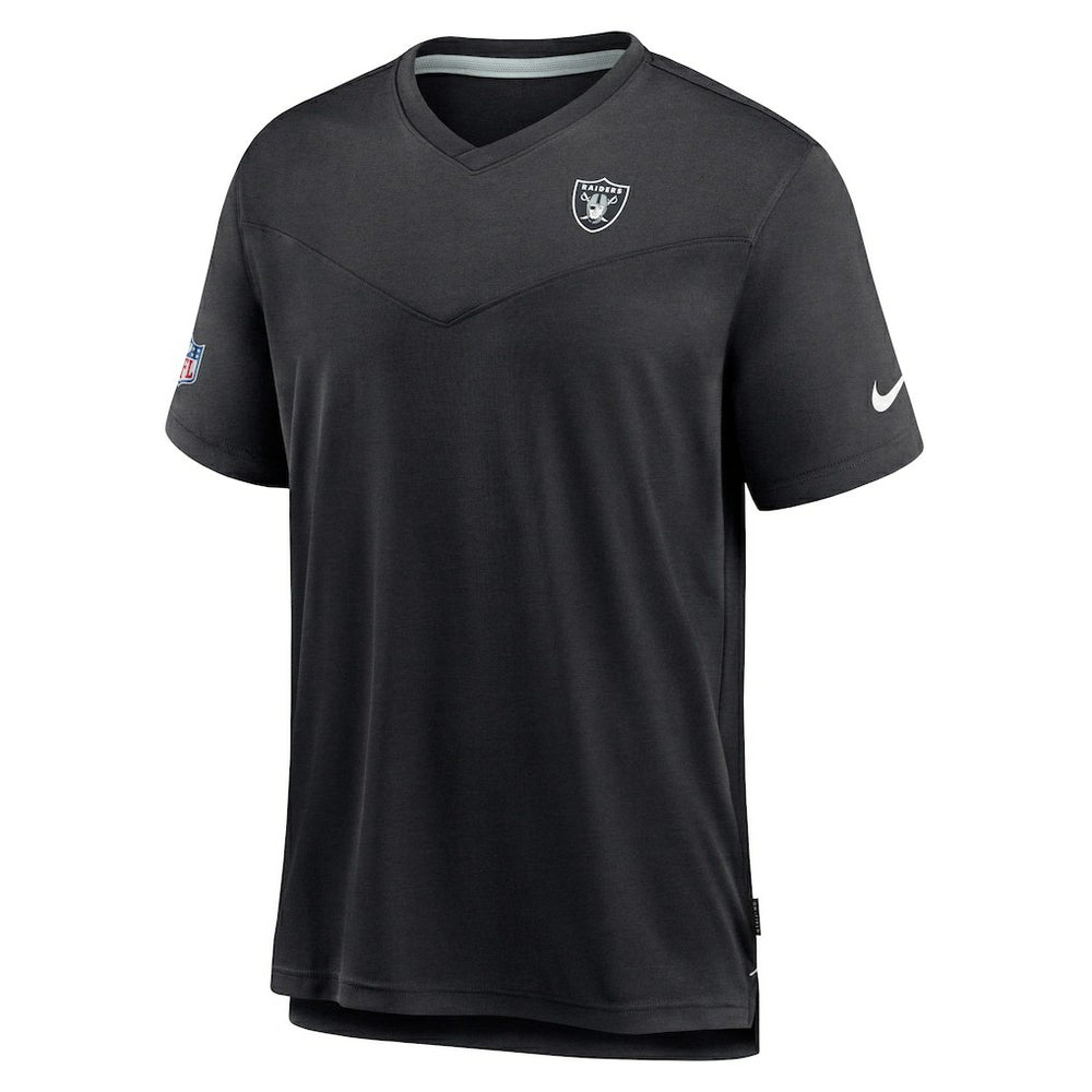 Las Vegas Raiders Sideline Coach Chevron Lock Up Logo V-Neck Performance T-Shirt Black | Nike for Sale