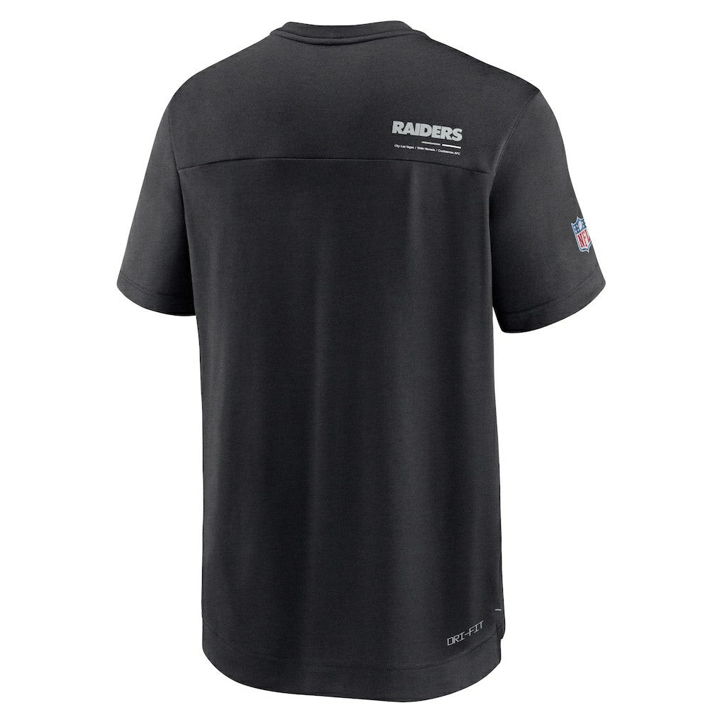 Las Vegas Raiders Sideline Coach Chevron Lock Up Logo V-Neck Performance T-Shirt Black | Nike for Sale