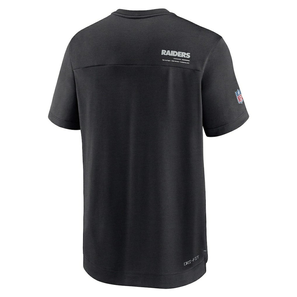 Las Vegas Raiders Sideline Coach Chevron Lock Up Logo V-Neck Performance T-Shirt Black | Nike for Sale