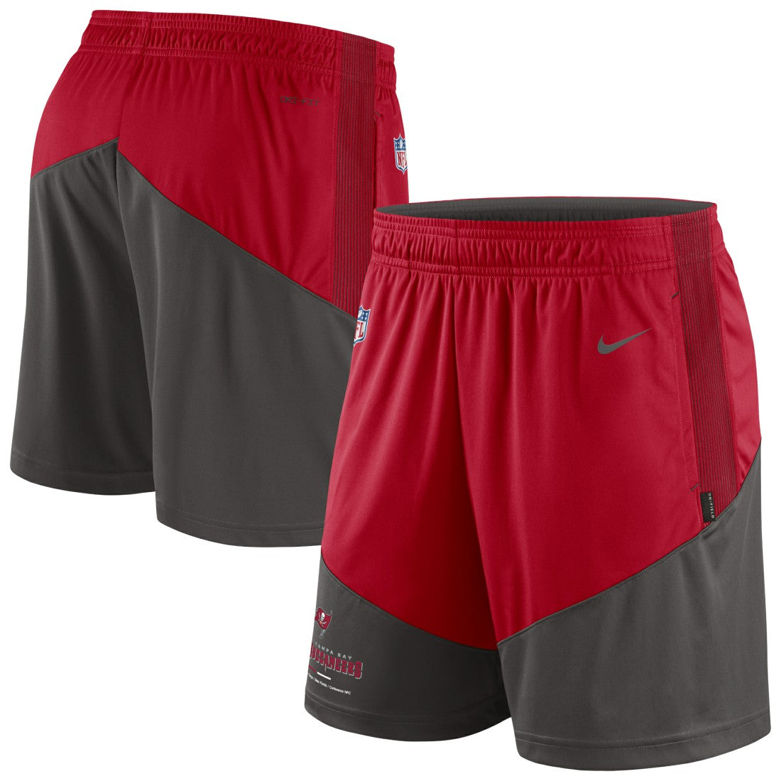 Tampa Bay Buccaneers Sideline Primary Lockup Performance Shorts Red/Pewter | Nike for Sale
