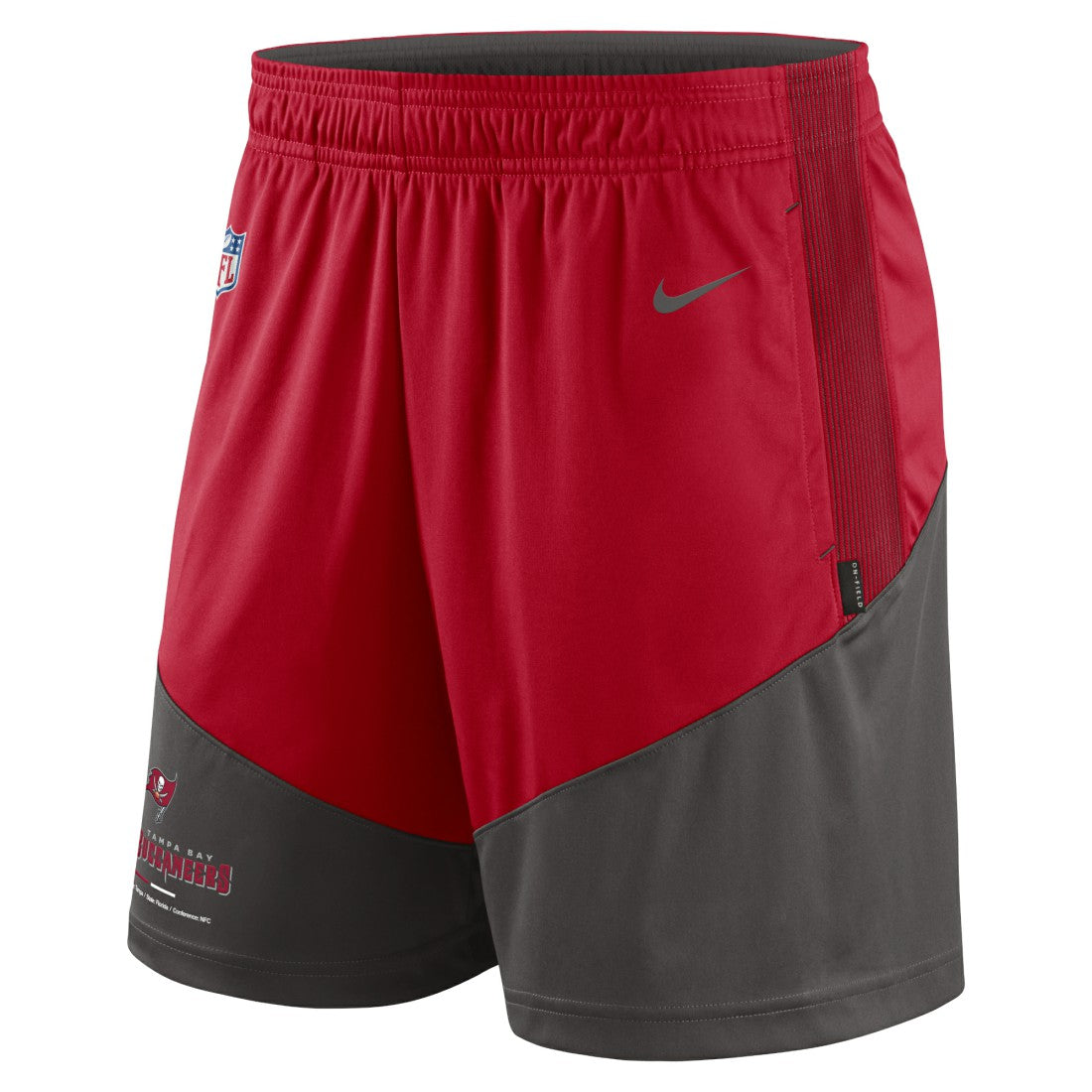 Tampa Bay Buccaneers Sideline Primary Lockup Performance Shorts Red/Pewter | Nike for Sale