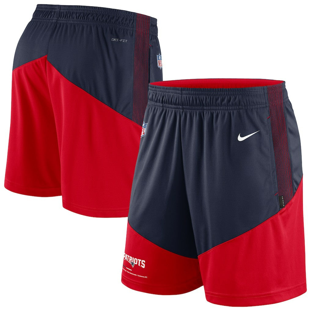 New England Patriots Sideline Primary Lockup Performance Shorts Navy/Red | Nike for Sale
