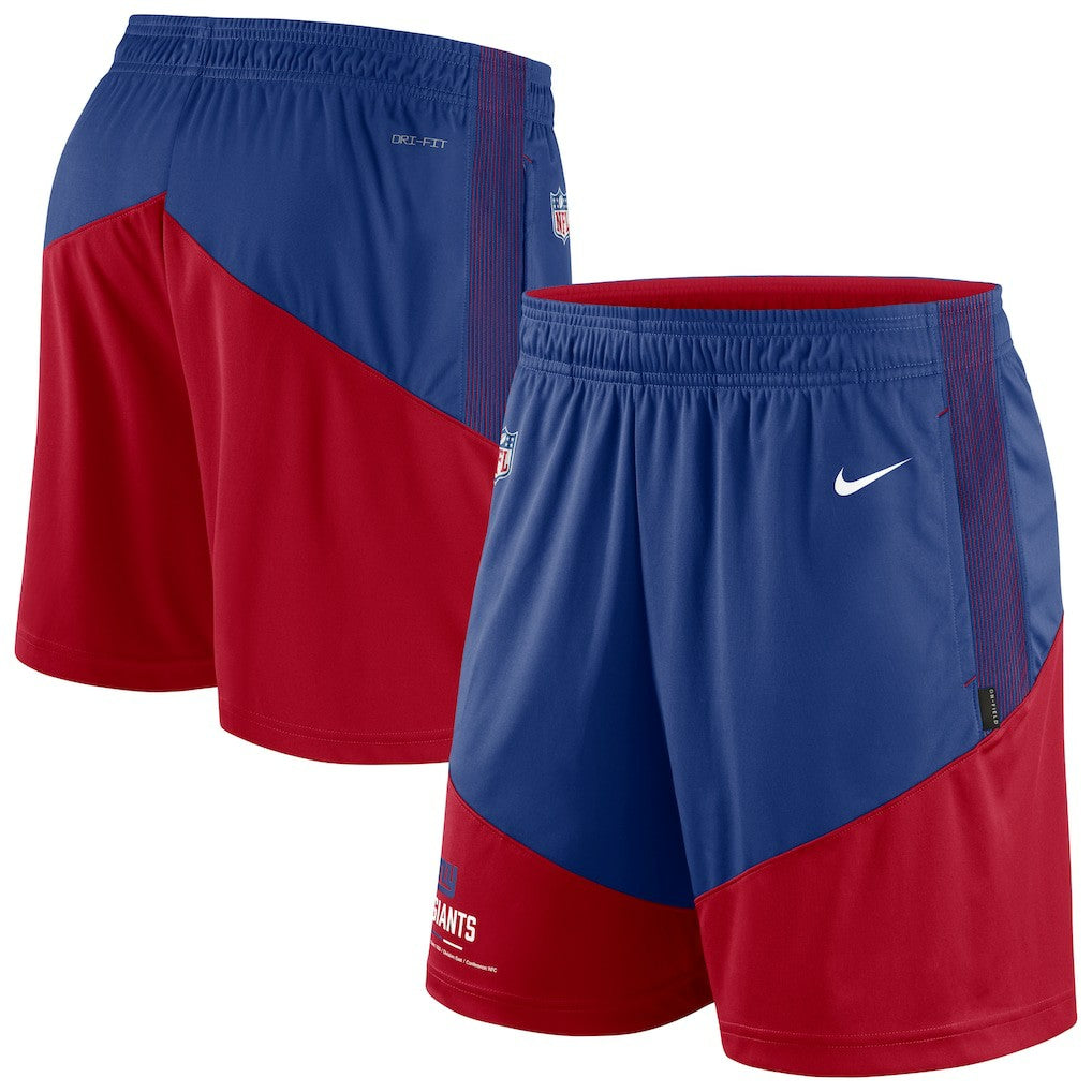 New York Giants Sideline Primary Lockup Performance Shorts Royal/Red | Nike for Sale