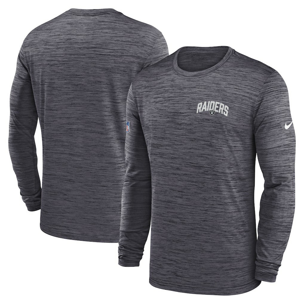 Las Vegas Raiders Sideline Velocity Athletic Stack Performance Long Sleeve T-Shirt Charcoal | Nike for Sale