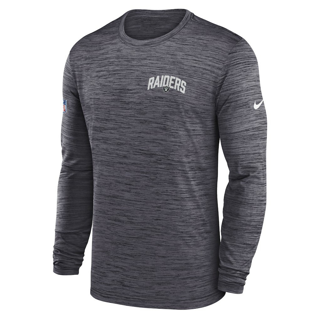 Las Vegas Raiders Sideline Velocity Athletic Stack Performance Long Sleeve T-Shirt Charcoal | Nike for Sale