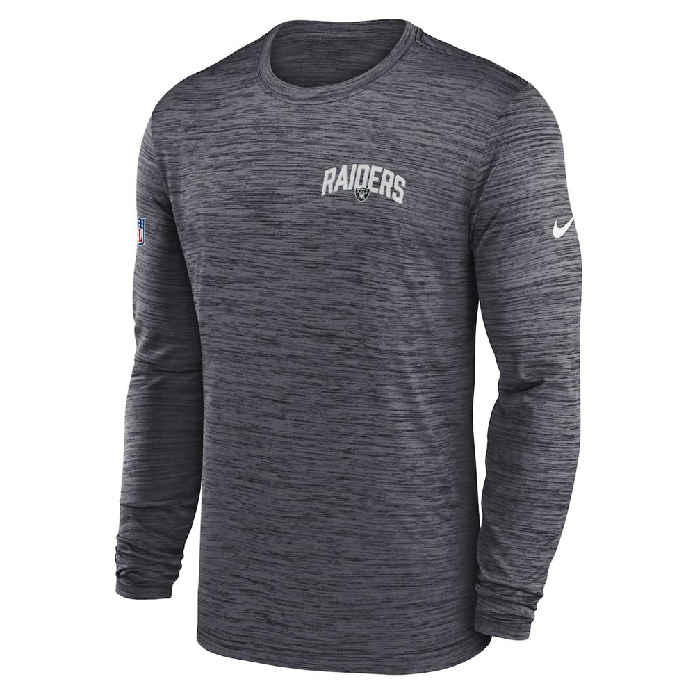 Las Vegas Raiders Sideline Velocity Athletic Stack Performance Long Sleeve T-Shirt Charcoal | Nike for Sale