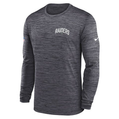 Las Vegas Raiders Sideline Velocity Athletic Stack Performance Long Sleeve T-Shirt Charcoal | Nike for Sale