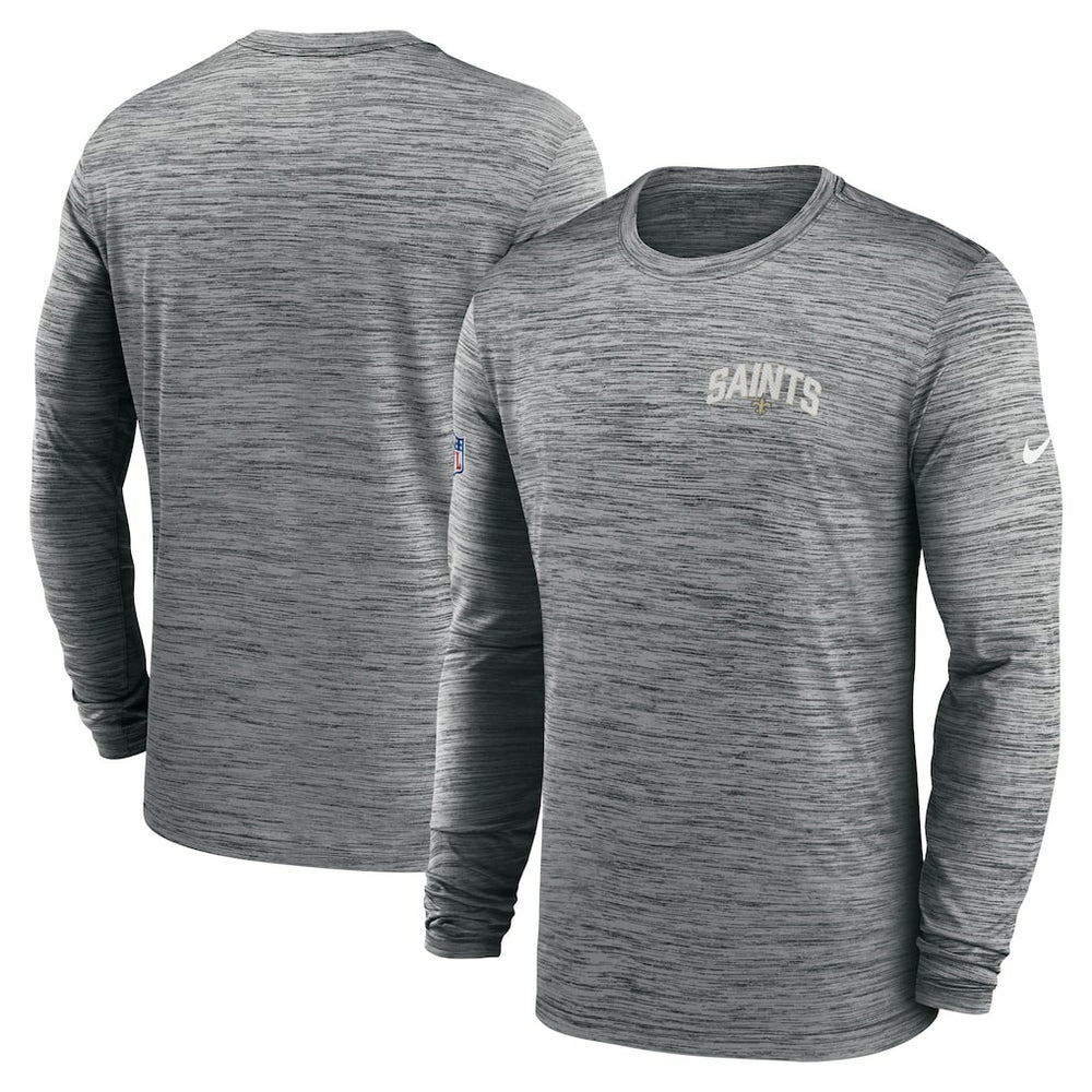 New Orleans Saints Sideline Velocity Athletic Stack Performance Long Sleeve T-Shirt Gray | Nike for Sale