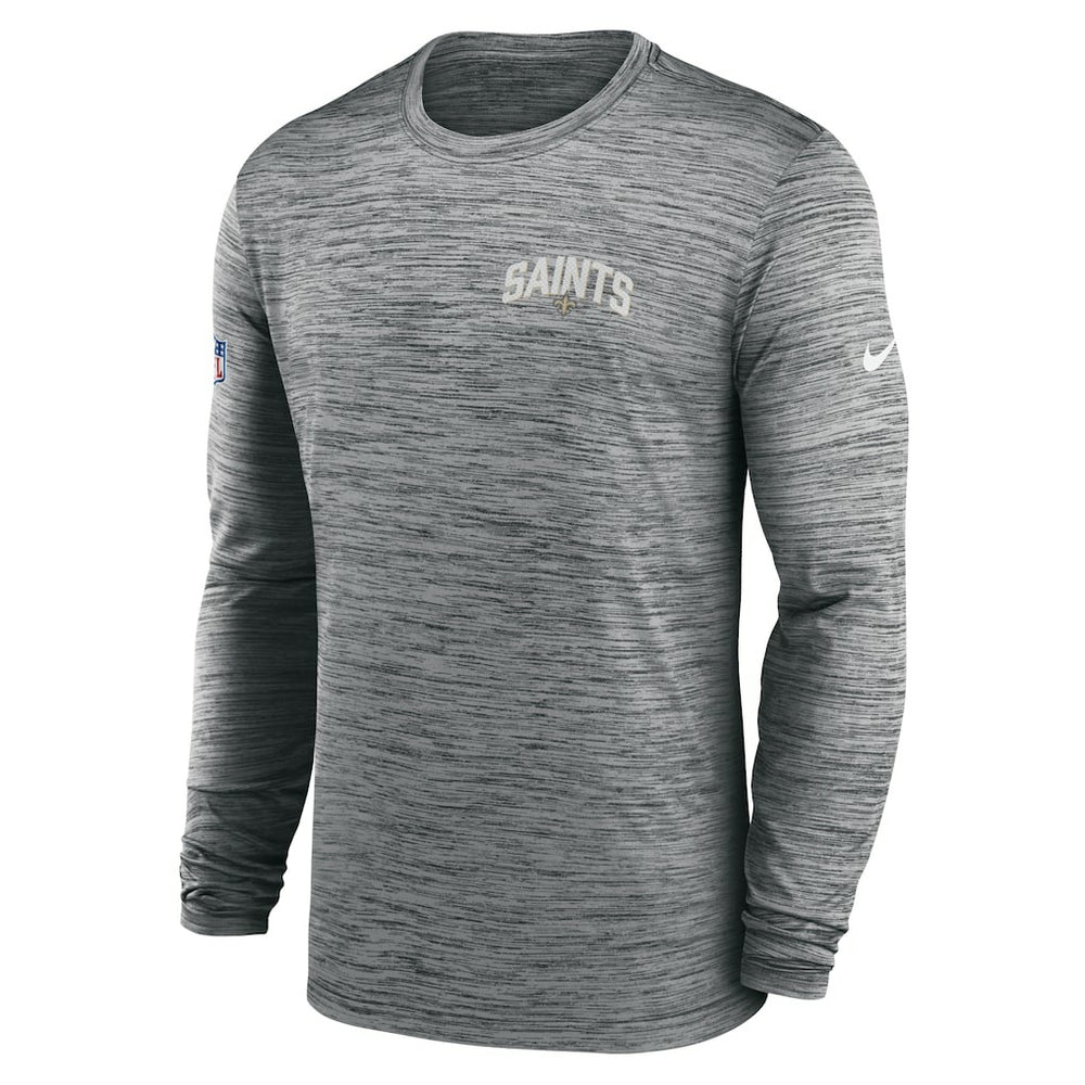 New Orleans Saints Sideline Velocity Athletic Stack Performance Long Sleeve T-Shirt Gray | Nike for Sale