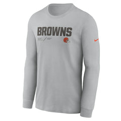 Cleveland Browns Sideline Infograph Lock Up Performance Long Sleeve T-Shirt Silver | Nike for Sale