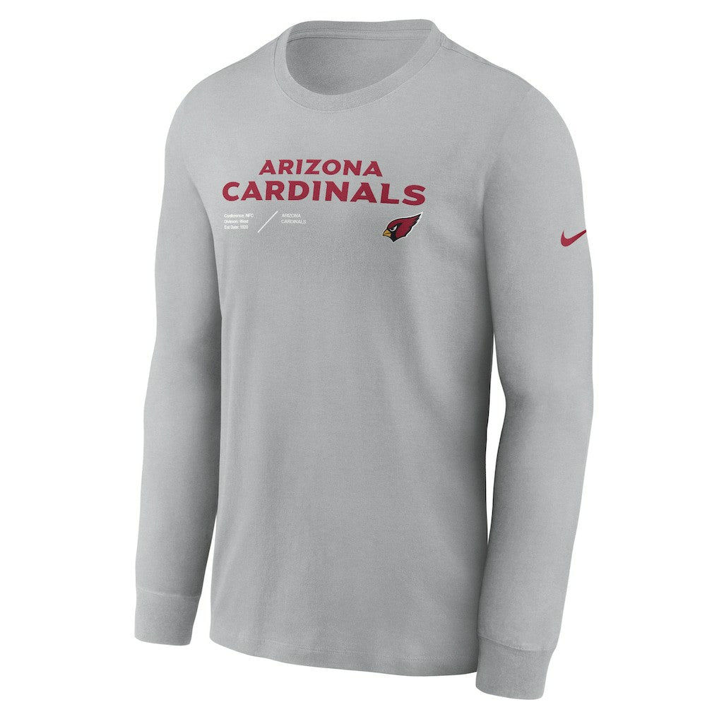 Arizona Cardinals Sideline Infograph Lock Up Performance Long Sleeve T-Shirt Gray | Nike for Sale