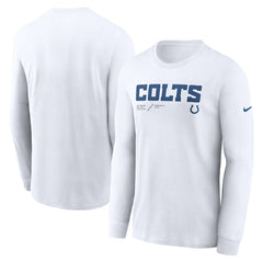Indianapolis Colts Sideline Infograph Lock Up Performance Long Sleeve T-Shirt White | Nike for Sale
