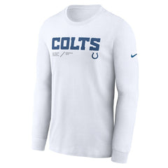 Indianapolis Colts Sideline Infograph Lock Up Performance Long Sleeve T-Shirt White | Nike for Sale