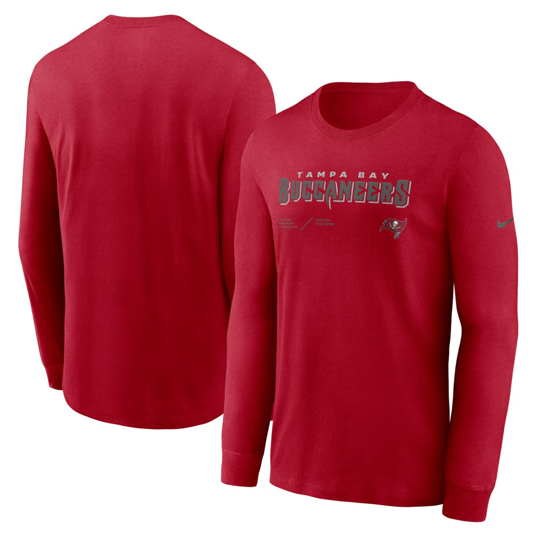 Tampa Bay Buccaneers Sideline Infograph Lock Up Performance Long Sleeve T-Shirt Red | Nike for Sale
