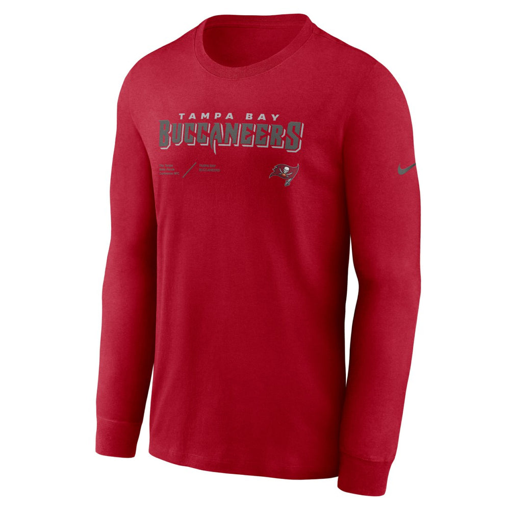 Tampa Bay Buccaneers Sideline Infograph Lock Up Performance Long Sleeve T-Shirt Red | Nike for Sale