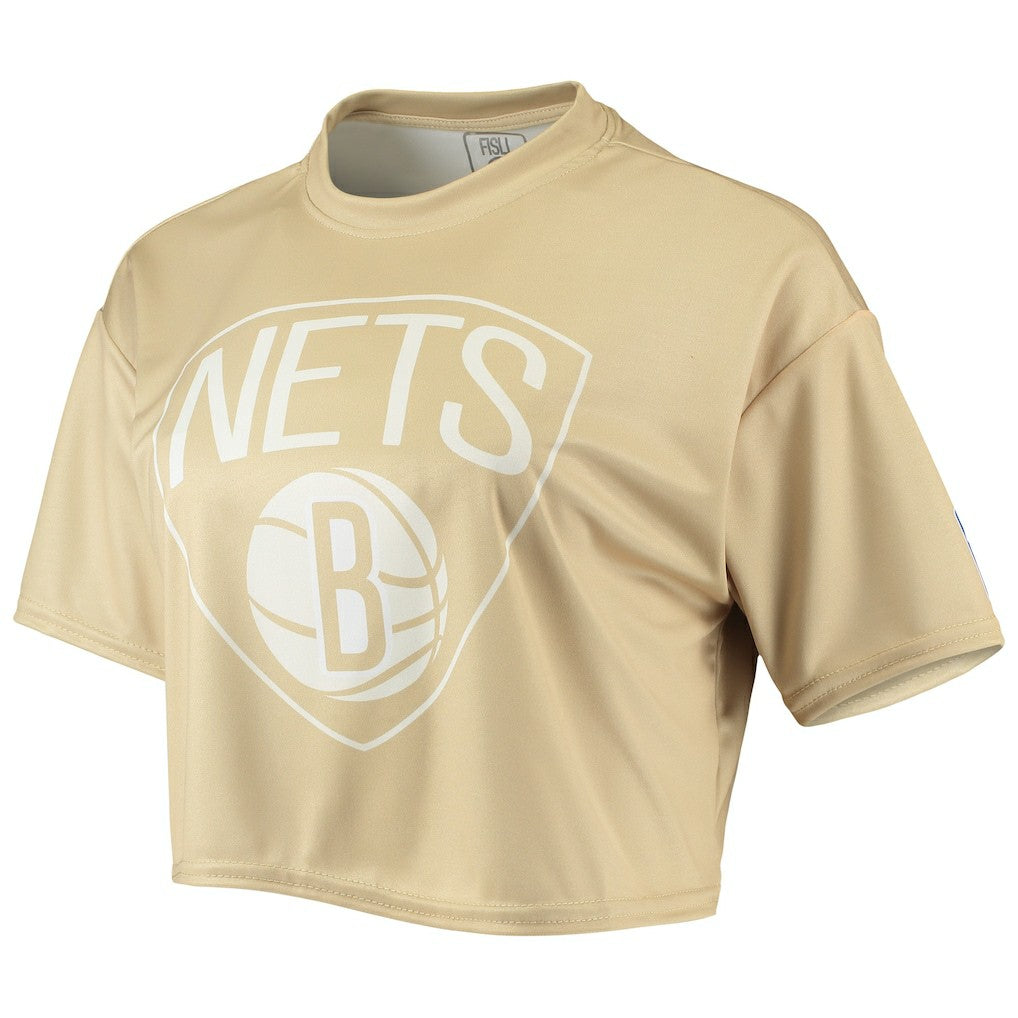 Brooklyn Nets Women's Tan Sand Crop Top - NBA