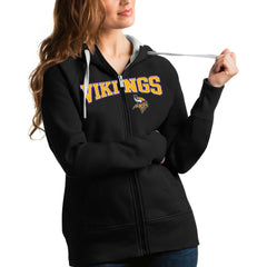 Minnesota Vikings Antigua Women's Wordmark Victory Full-Zip Hoodie Black | NFL