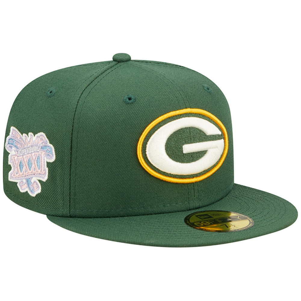 Green Bay Packers New Era Super Bowl XXXI Purple Pop Sweat 59FIFTY Fitted Hat Green | NFL